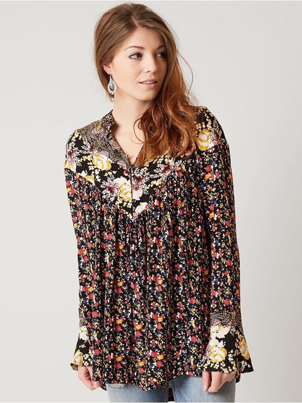 Free People Wildflower Fields Henley Tunic Top